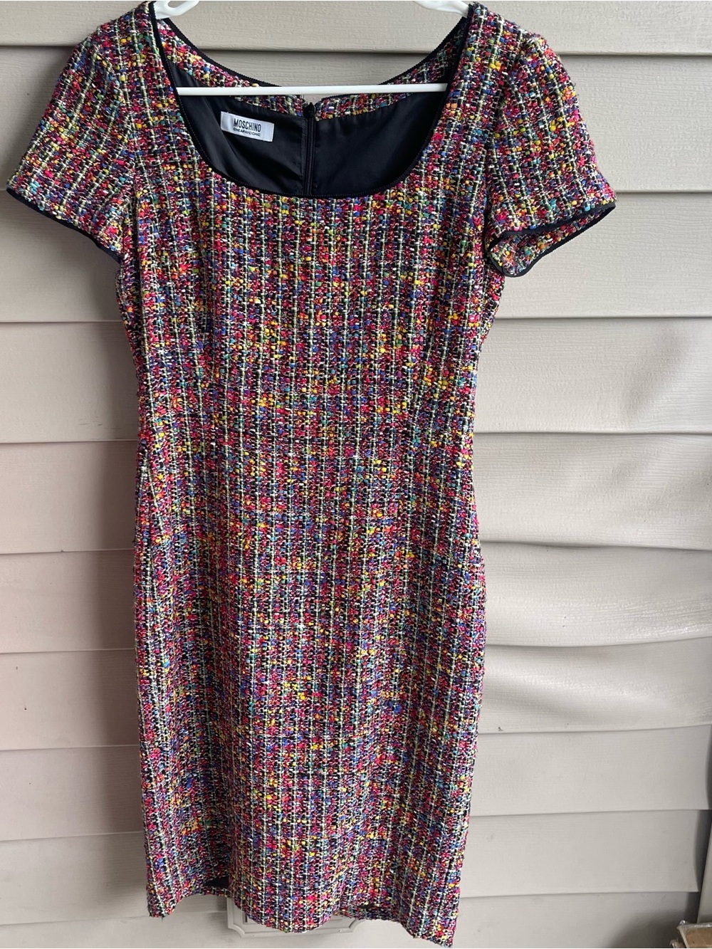 Moschino Cheap & Chic‎ Womens Short Sleeve Tweed Dress Colorful Size 40 Designer